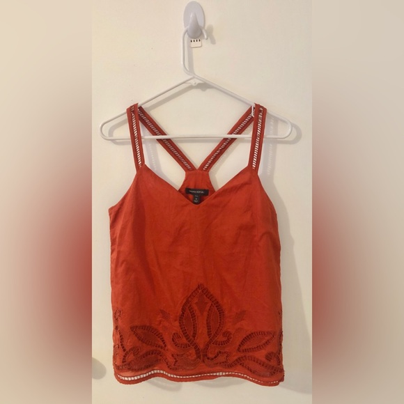 Banana Republic Tops - Banana Republic Orange Red Embroidered Strappy Sleeveless Summer Top v neck